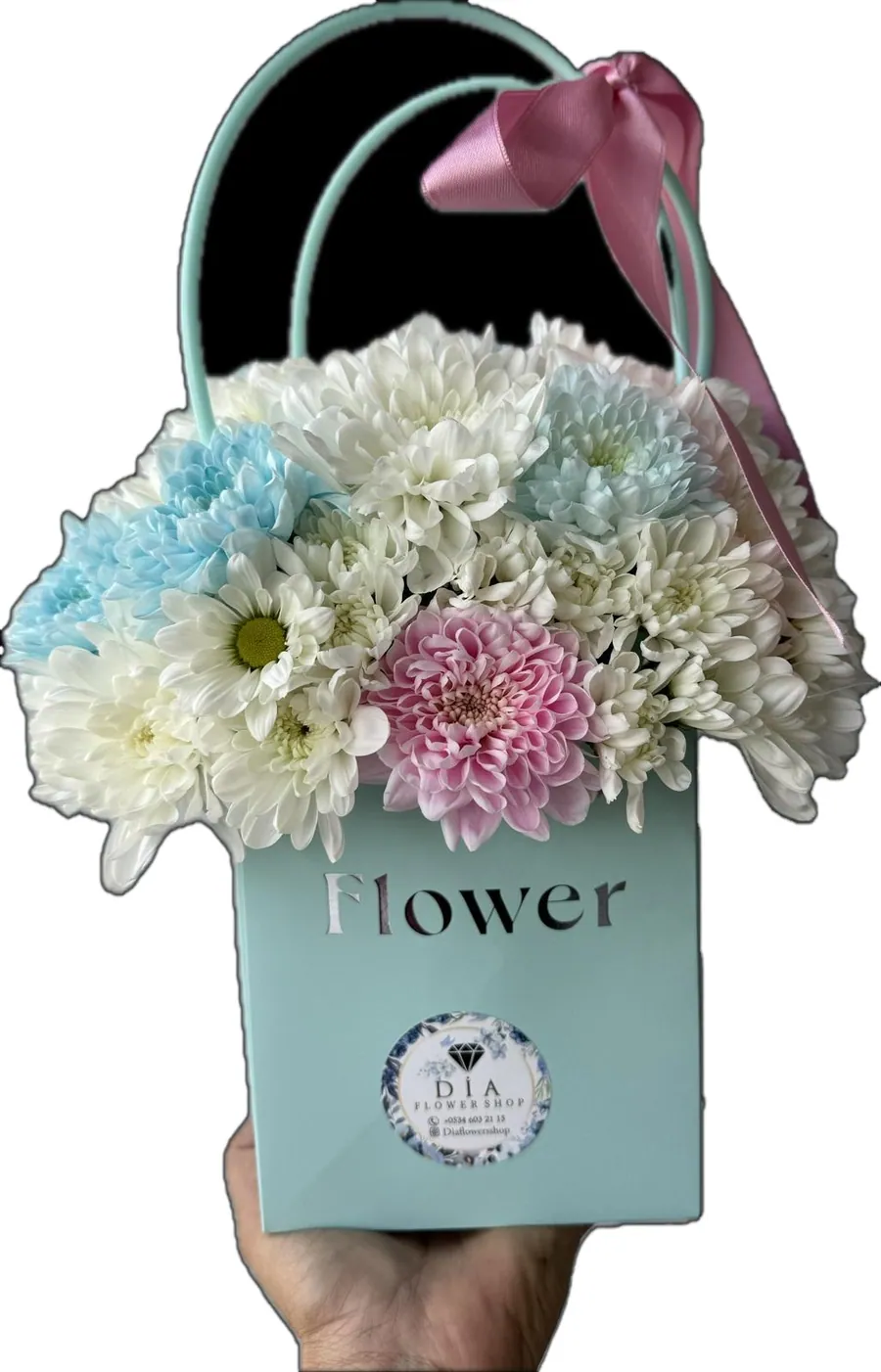 Çanta içinde krizantem — DİA Flowers Belek