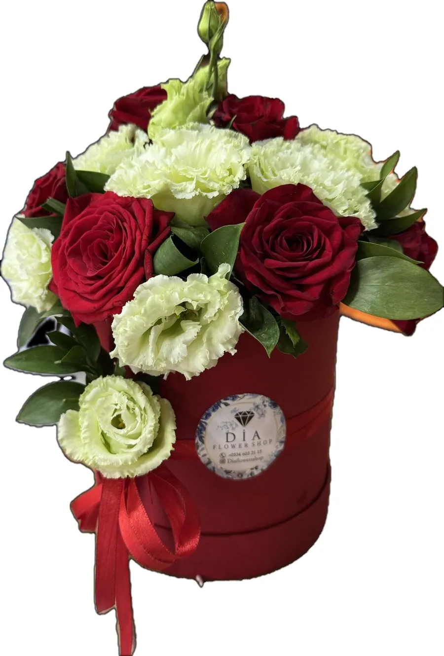 Kutuda gül ve lisyantus — DİA Flowers Belek